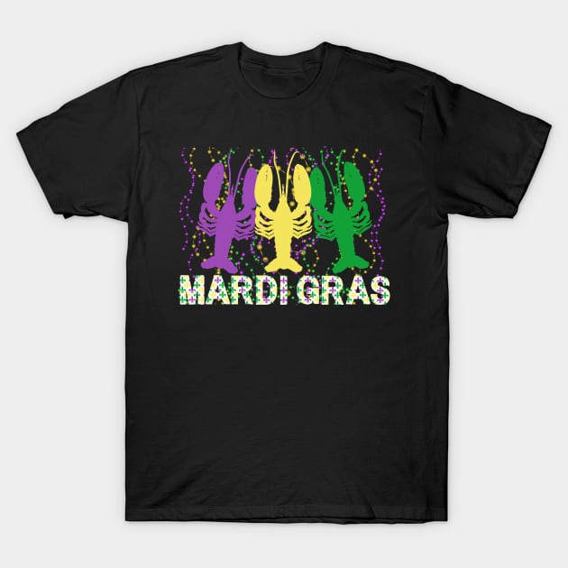 Mardi Gras Crawfish Mardi Gras Flag Colors T-Shirt by jackofdreams22